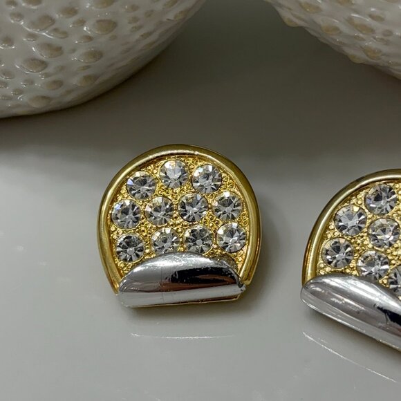 LANVIN PARIS VINTAGE RHINESTONE CLIP EARRINGS - Picture 5 of 11